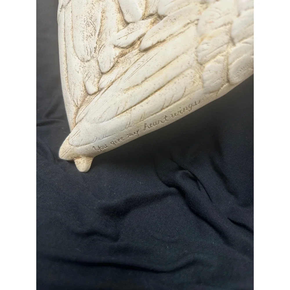 Unbranded Angel Wing Heart Wall Decor Cream Distressed Shabby Chic Plaster Art